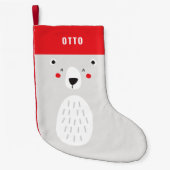可愛おもしろいいホッキョクパーソナライズされたグマ スモールクリスマスストッキング (正面)