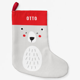 可愛おもしろいいホッキョクパーソナライズされたグマ スモールクリスマスストッキング