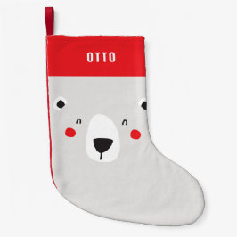 可愛おもしろいいホッキョクパーソナライズされたグマ スモールクリスマスストッキング
