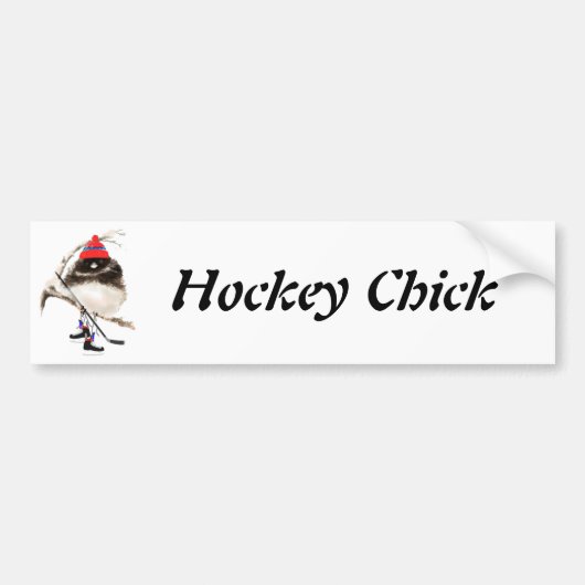 可愛おもしろいいホッケーシック，スポーツバード バンパーステッカー (正面)