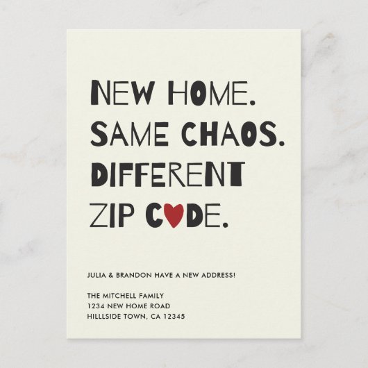 可愛おもしろいいミニマモダンリスト移動 案内ポストカード (正面)