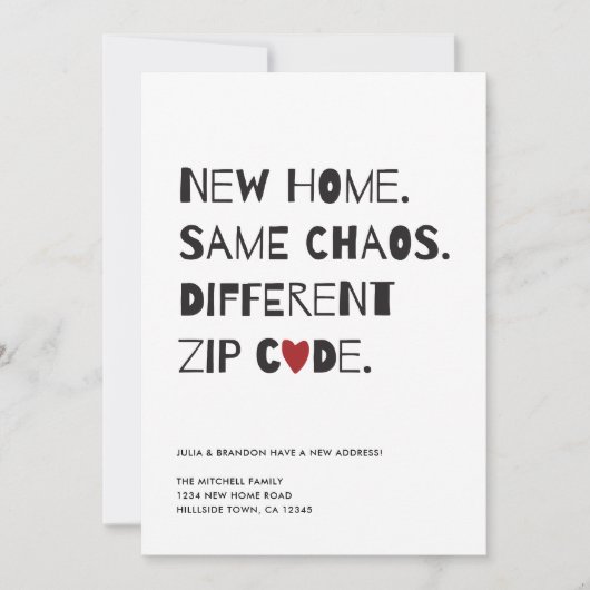 可愛おもしろいいミニマモダンリスト移動 案内状 (正面)