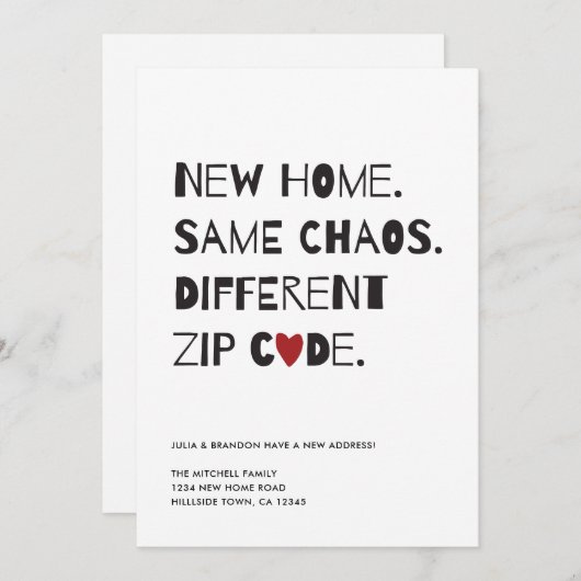 可愛おもしろいいミニマモダンリスト移動 案内状 (正面/裏面)