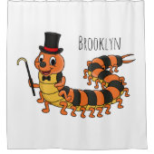 可愛おもしろいいムカデイラストレーション シャワーカーテン (正面)