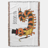 可愛おもしろいいムカデイラストレーション スローブランケット (正面縦)