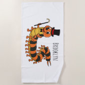 可愛おもしろいいムカデイラストレーション ビーチタオル (正面)