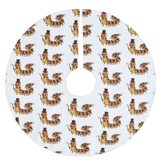 可愛おもしろいいムカデイラストレーション ブラッシュドポリエステルツリースカート (正面)