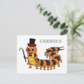 可愛おもしろいいムカデイラストレーション ポストカード (スタンド正面)