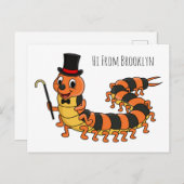 可愛おもしろいいムカデイラストレーション ポストカード (正面/裏面)