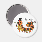 可愛おもしろいいムカデイラストレーション マグネット (正面/裏面)