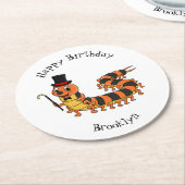 可愛おもしろいいムカデイラストレーション ラウンドペーパーコースター (アングル)