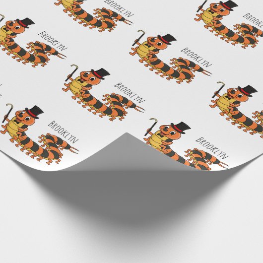 可愛おもしろいいムカデイラストレーション ラッピングペーパー (角)