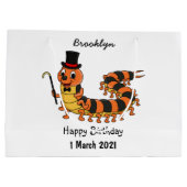 可愛おもしろいいムカデイラストレーション ラージペーパーバッグ (裏面)