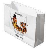 可愛おもしろいいムカデイラストレーション ラージペーパーバッグ (正面アングル)