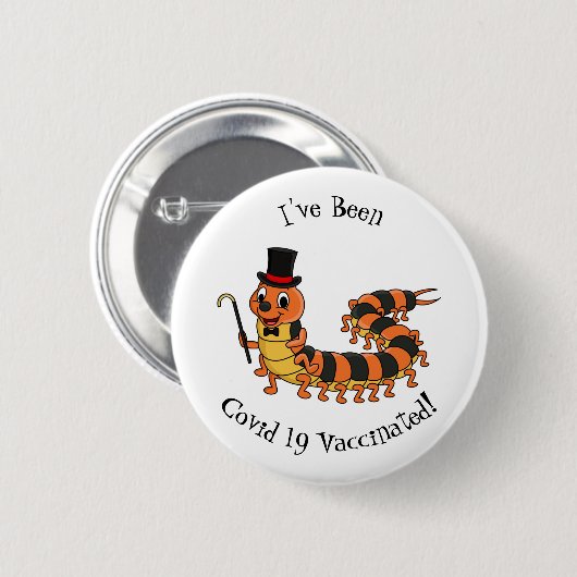 可愛おもしろいいムカデイラストレーション 缶バッジ (正面&裏面)