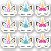 可愛おもしろいいユニコーンのステッカー シール (正面)