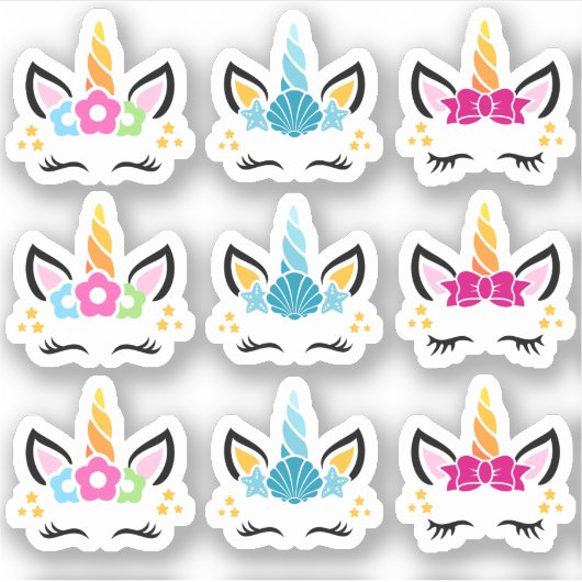 可愛おもしろいいユニコーンのステッカー シール (正面)