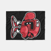 可愛おもしろいいユニークボクシングチャンピオン漫画 フリースブランケット (正面(横))