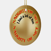 可愛おもしろいいユーモアのあるナイスサンタたくさん食べた セラミックオーナメント (右)