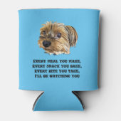 可愛おもしろいいヨークシャーテリア犬の白黒 缶クーラー (正面)