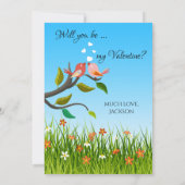 可愛おもしろいいラブバードバレンタインデー カード (裏面)