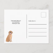 可愛おもしろいいラブラドール犬のイラストレーション移動 案内ポストカード (裏面)