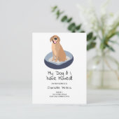 可愛おもしろいいラブラドール犬のイラストレーション移動 案内ポストカード (スタンド正面)