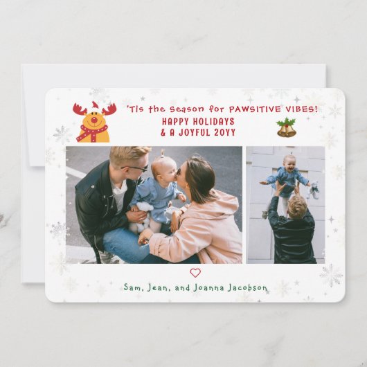 可愛おもしろいいルドルフ2枚ミニマルモダンリスト シーズンカード (正面)