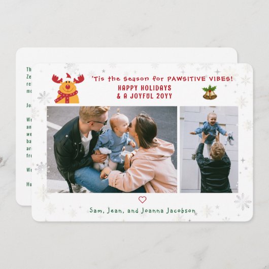 可愛おもしろいいルドルフ2枚ミニマルモダンリスト シーズンカード (正面/裏面)