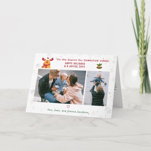 可愛おもしろいいルドルフ2枚ミニマルモダンリスト シーズンカード (正面)