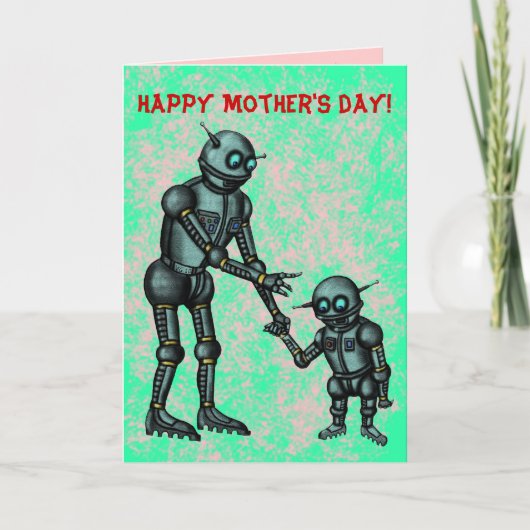 可愛おもしろいいロボットHappy Mother's Day card カード (正面)