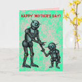 可愛おもしろいいロボットHappy Mother's Day card カード (黄色い花)