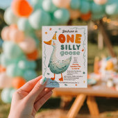 可愛おもしろいいワン間抜けグース誕生日写真 招待状