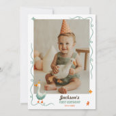 可愛おもしろいいワン間抜けグース誕生日写真 招待状 (裏面)