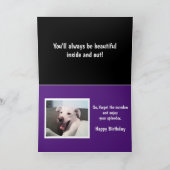 可愛おもしろいい不機嫌な白犬40thバースデーブラック カード (内部)