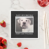 可愛おもしろいい不機嫌な白犬40thバースデーブラック スタンダードランチョンナプキン (インサイチュ)