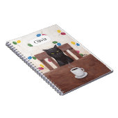 可愛おもしろいい不機嫌な黒猫コーヒー名前をカスタムする ノートブック (右側)