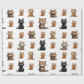 可愛おもしろいい不機嫌ブラック、オレンジ、グレーの猫 ラッピングペーパー (フラット)