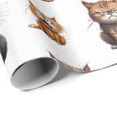 可愛おもしろいい不機嫌ブラック、オレンジ、グレーの猫 ラッピングペーパー (ロールコーナー)