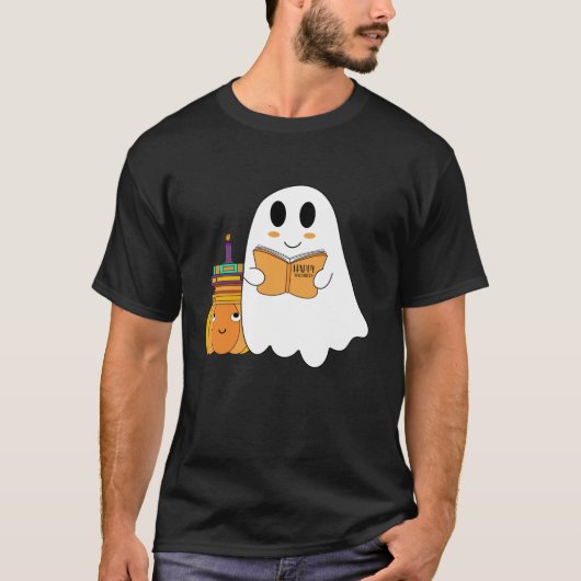 可愛おもしろいい不気味幽霊読ズブックスカボキンテック Tシャツ (正面)