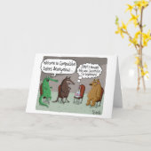 可愛おもしろいい動物の誕生日カード カード (黄色い花)