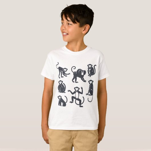 可愛おもしろいい動物のtシャツ子供へ猿 tシャツ (正面フル)