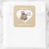 可愛おもしろいい可愛いカワウソ蔵書票 スクエアシール (バッグ)