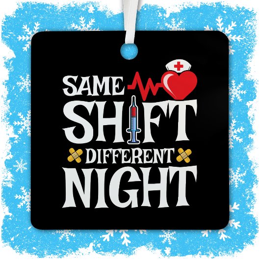 可愛おもしろいい同シフトナイト違うシフトナース メタルオーナメント