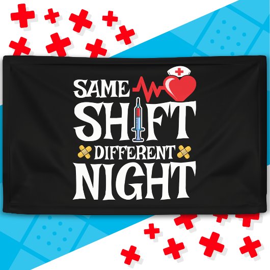 可愛おもしろいい同シフトナイト違うシフトナース 横断幕