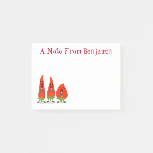 可愛おもしろいい唐辛子トリオ漫画 ポストイット (正面)