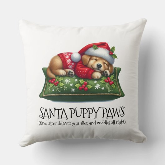 可愛おもしろいい夢を見るサンタパピーポーズ クッション (裏面)