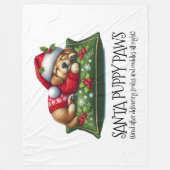 可愛おもしろいい夢を見るサンタパピーポーズ フリースブランケット (正面)