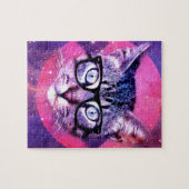 可愛おもしろいい子猫メガネ猫 ジグソーパズル (横)