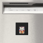 可愛おもしろいい宇宙銀河系猫ミームピザタコ マグネット (インサイチュ (食洗機))